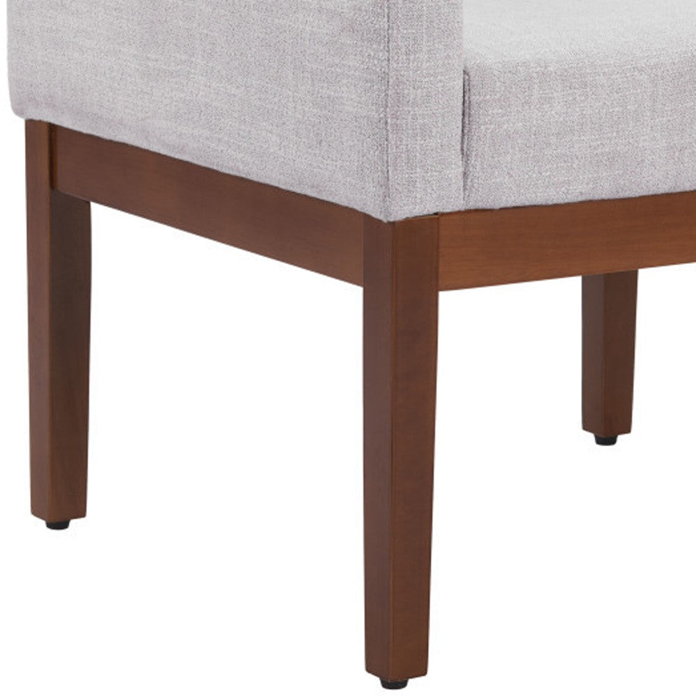 Ivory And Brown Fabric And Wood Dining Arm Chair
