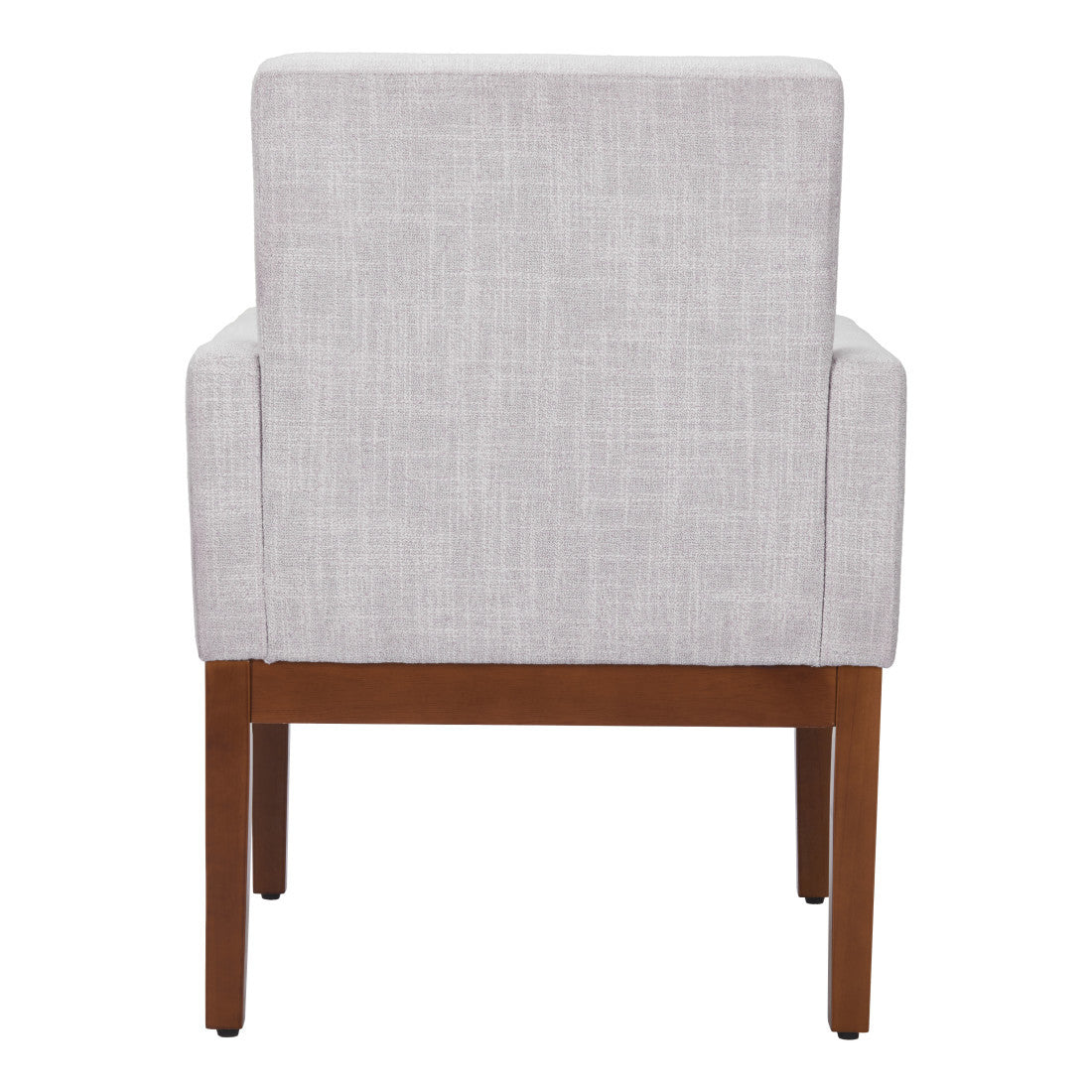 Ivory And Brown Fabric And Wood Dining Arm Chair