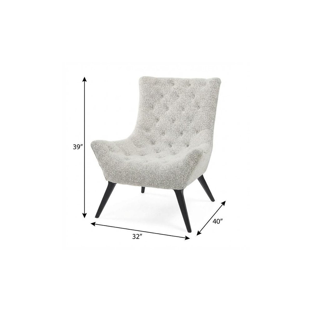 32" Gray and Black Tufted Boucle Lounge Chair