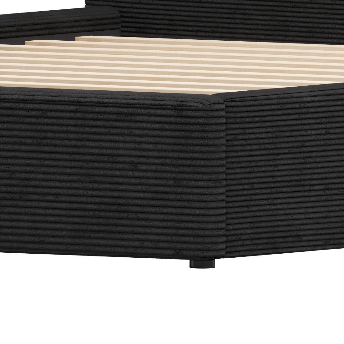 Black Ribbed Texture Velvet Upholstered King Bed Frame