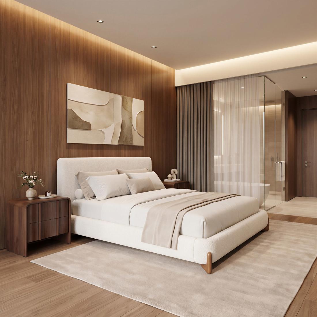 Ivory Solid Wood And Boucle King Bed Frame