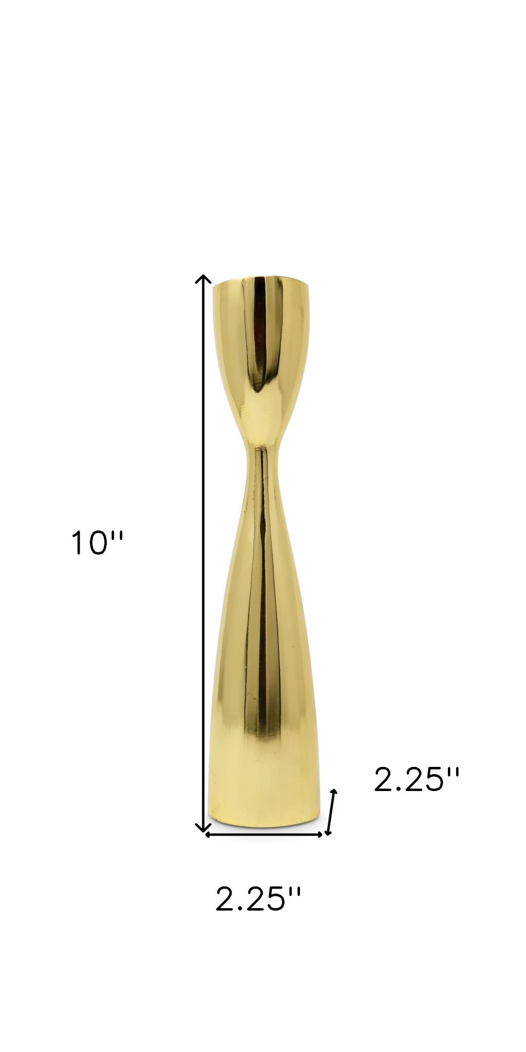 10" Gold Stainless Steel Tabletop Taper Candlestick