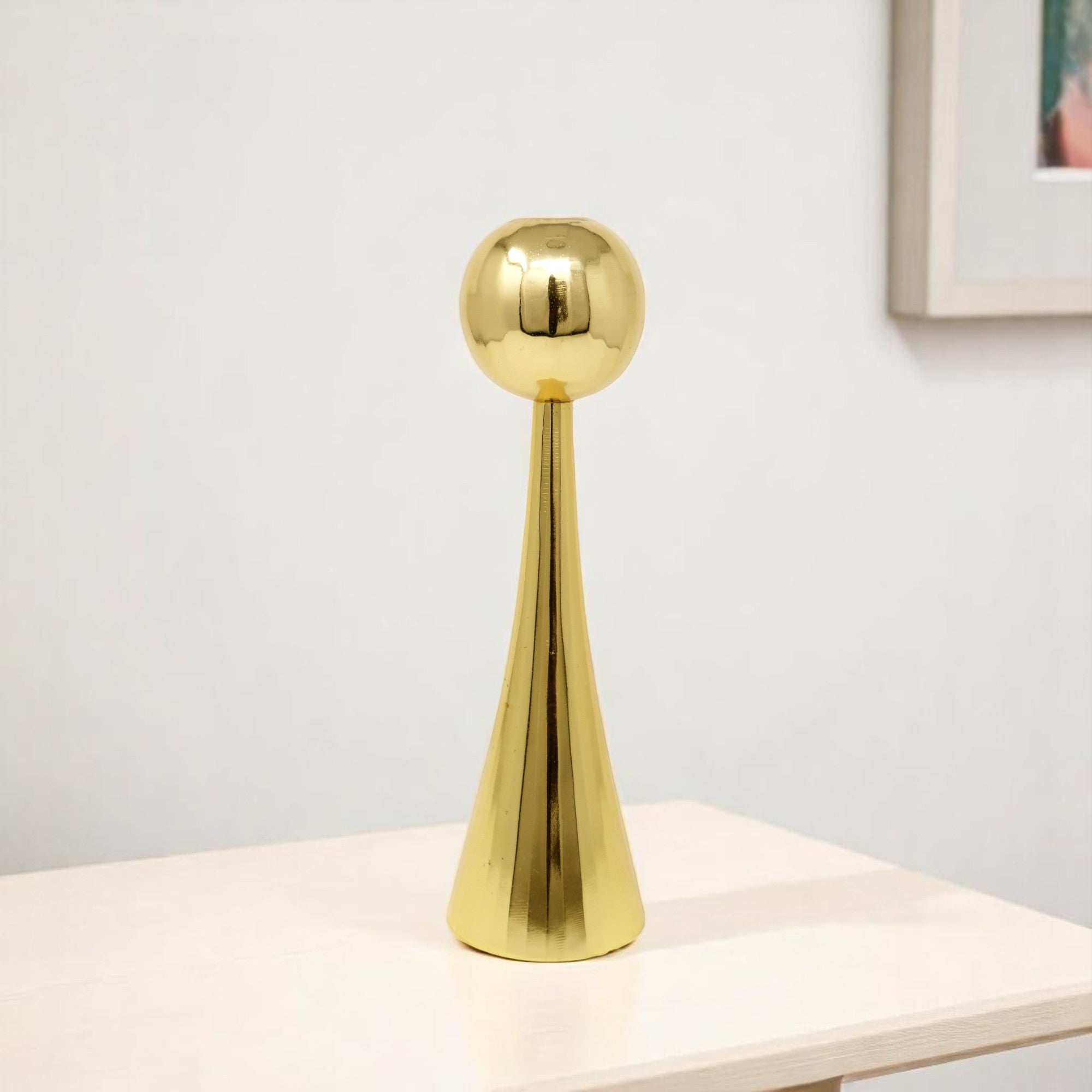 12" Gold Stainless Steel Tabletop Taper Candlestick
