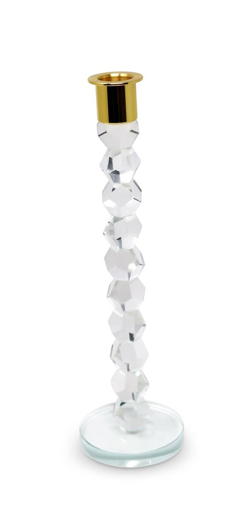 11" Gold Abstract Crystal Tabletop Wedding Taper Candlestick