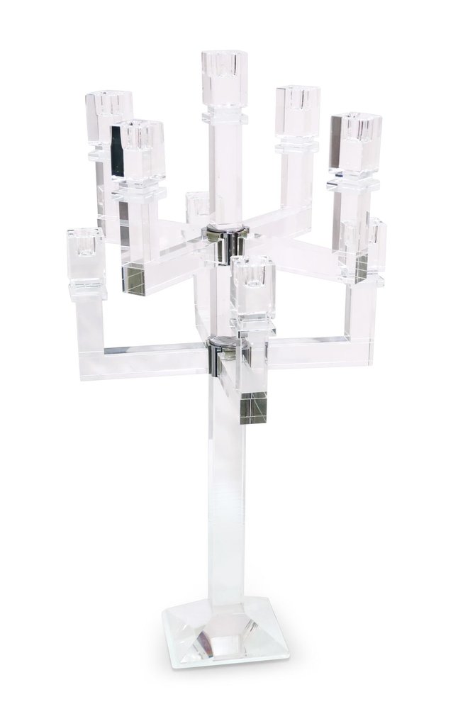 25" Clear Faceted Crystal Tabletop Candelabra Candle Holder