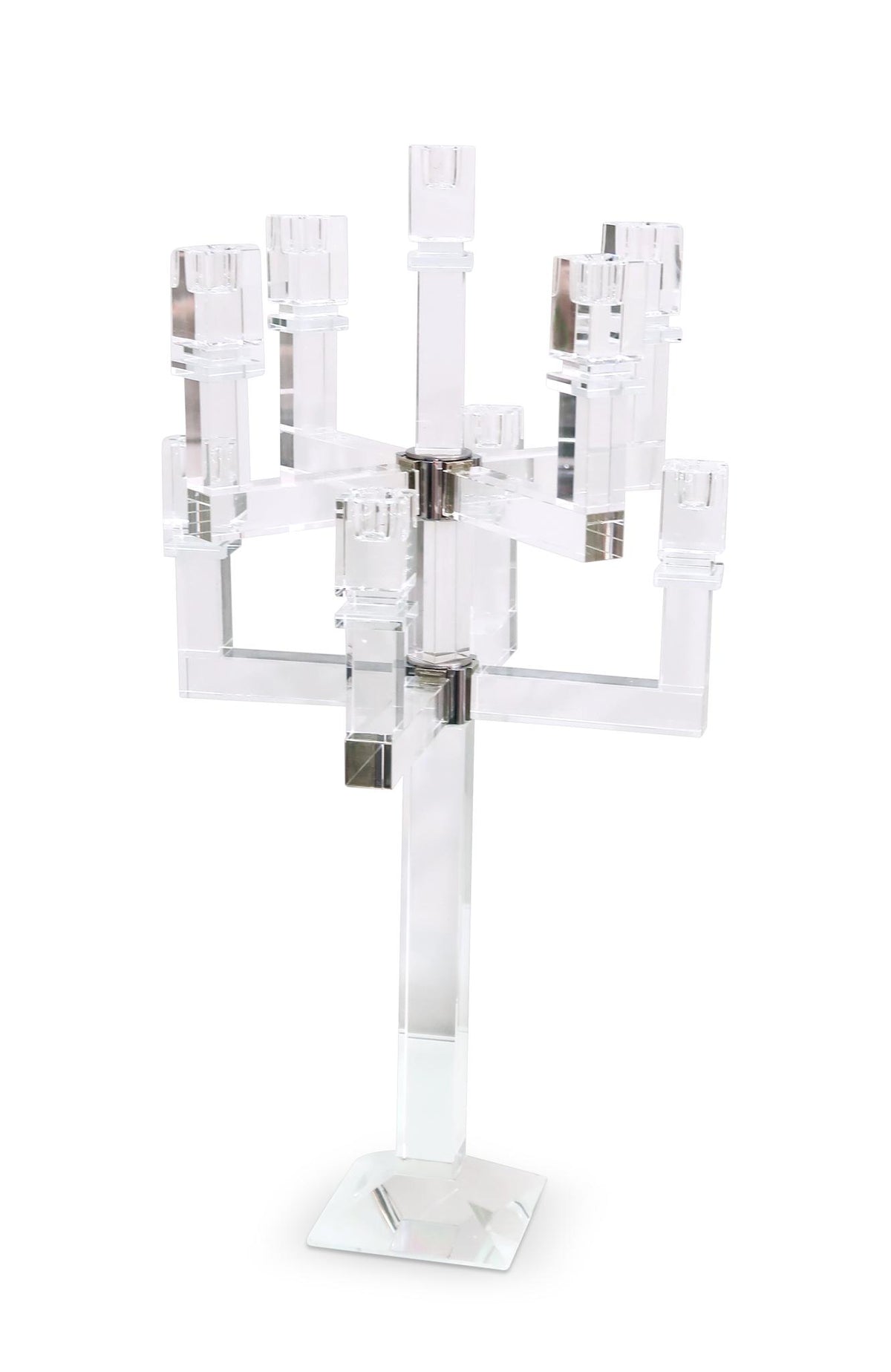 25" Clear Faceted Crystal Tabletop Candelabra Candle Holder