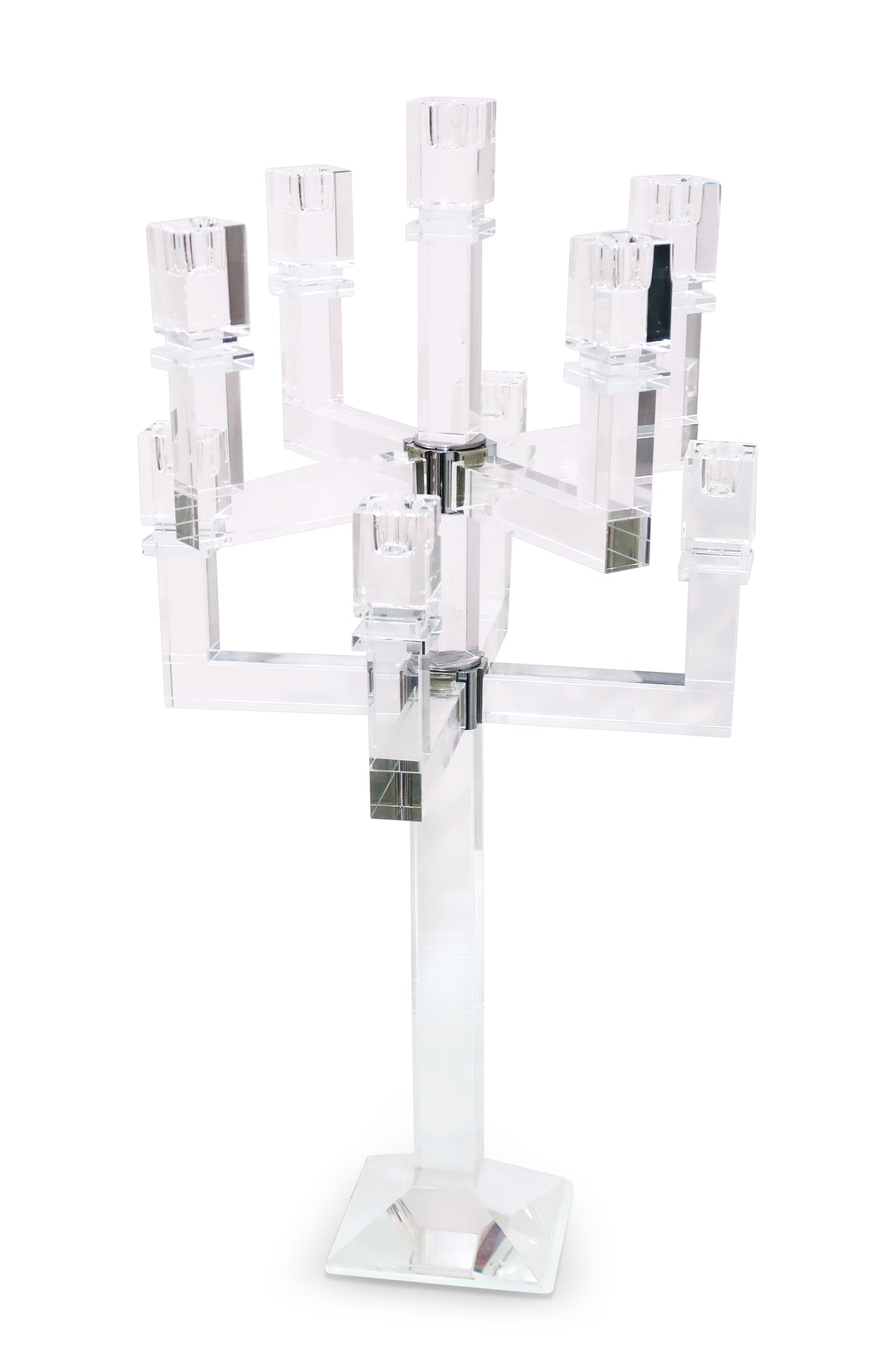 25" Clear Faceted Crystal Tabletop Candelabra Candle Holder