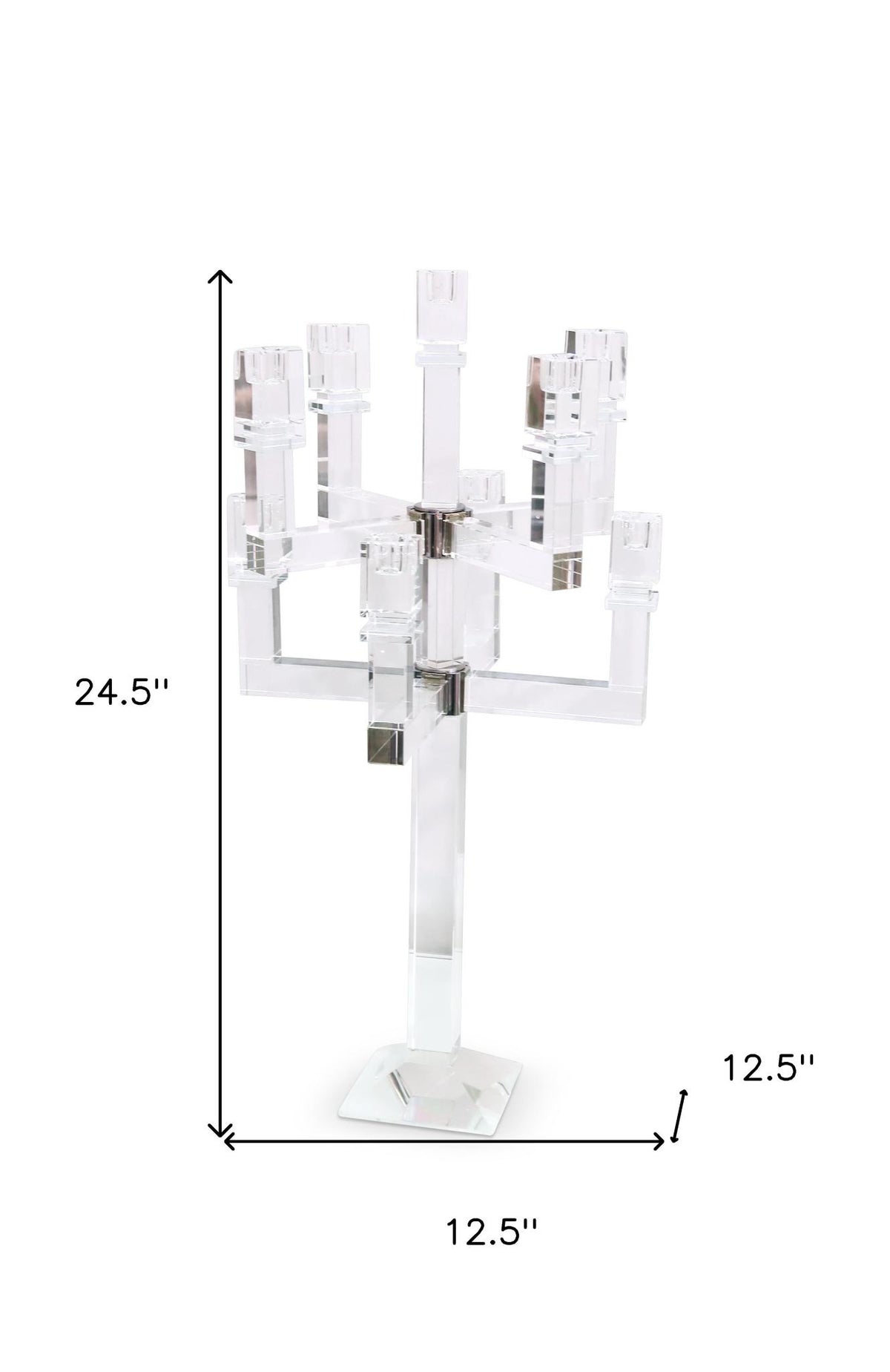 25" Clear Faceted Crystal Tabletop Candelabra Candle Holder