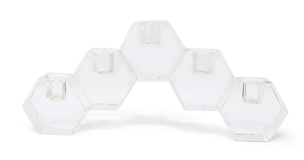 5" Clear Crystal Geometric Tabletop Candelabra Candle Holder
