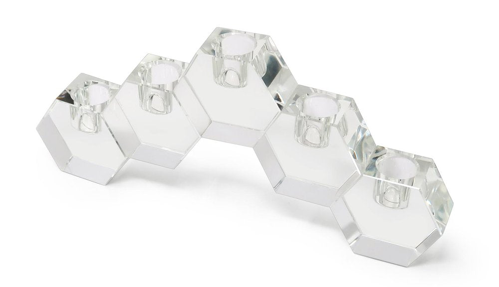 5" Clear Crystal Geometric Tabletop Candelabra Candle Holder
