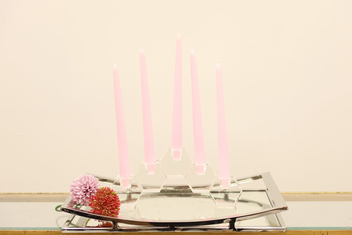 5" Clear Crystal Geometric Tabletop Candelabra Candle Holder