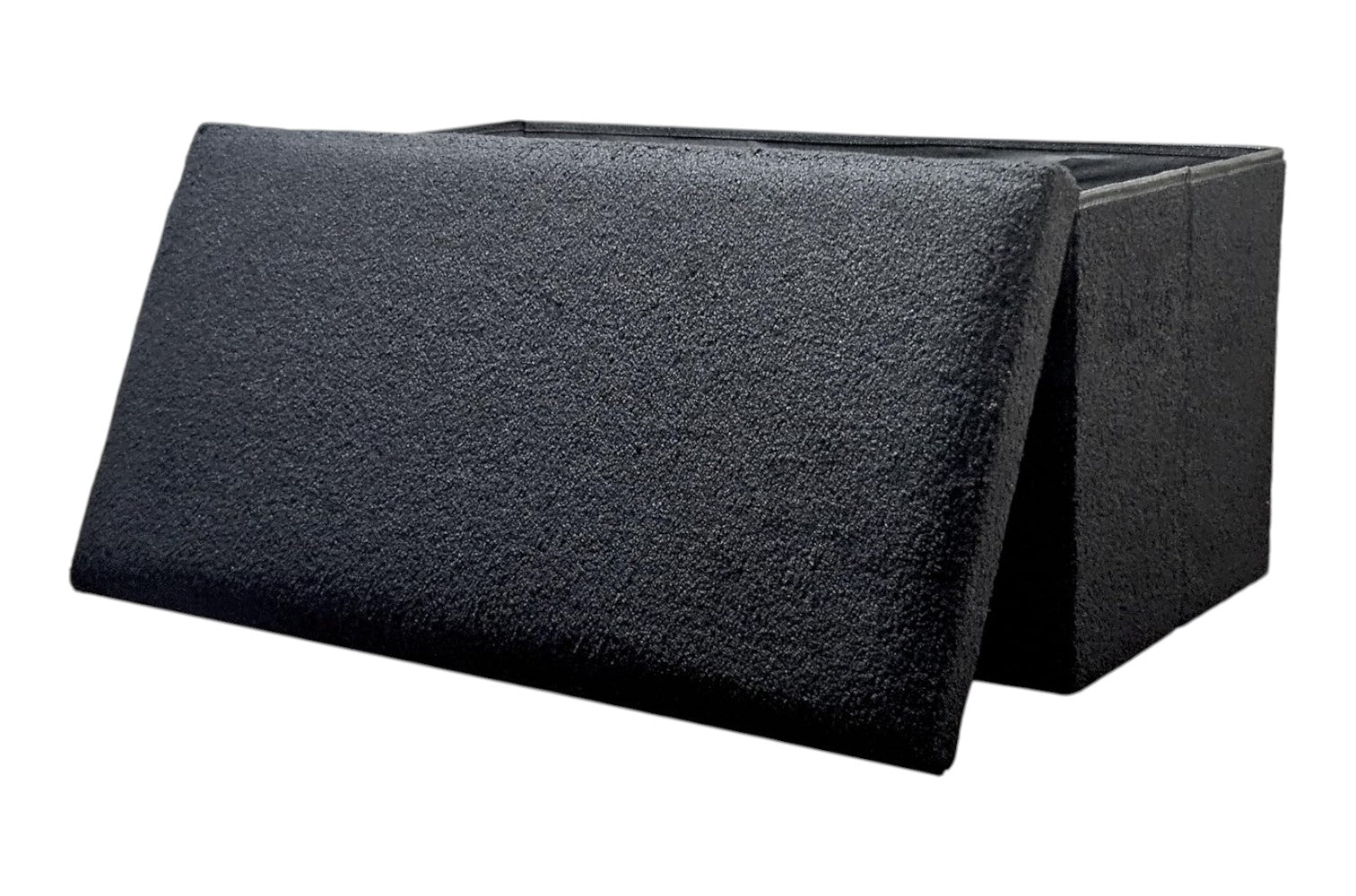 30" Black Boucle Ottoman With Storage