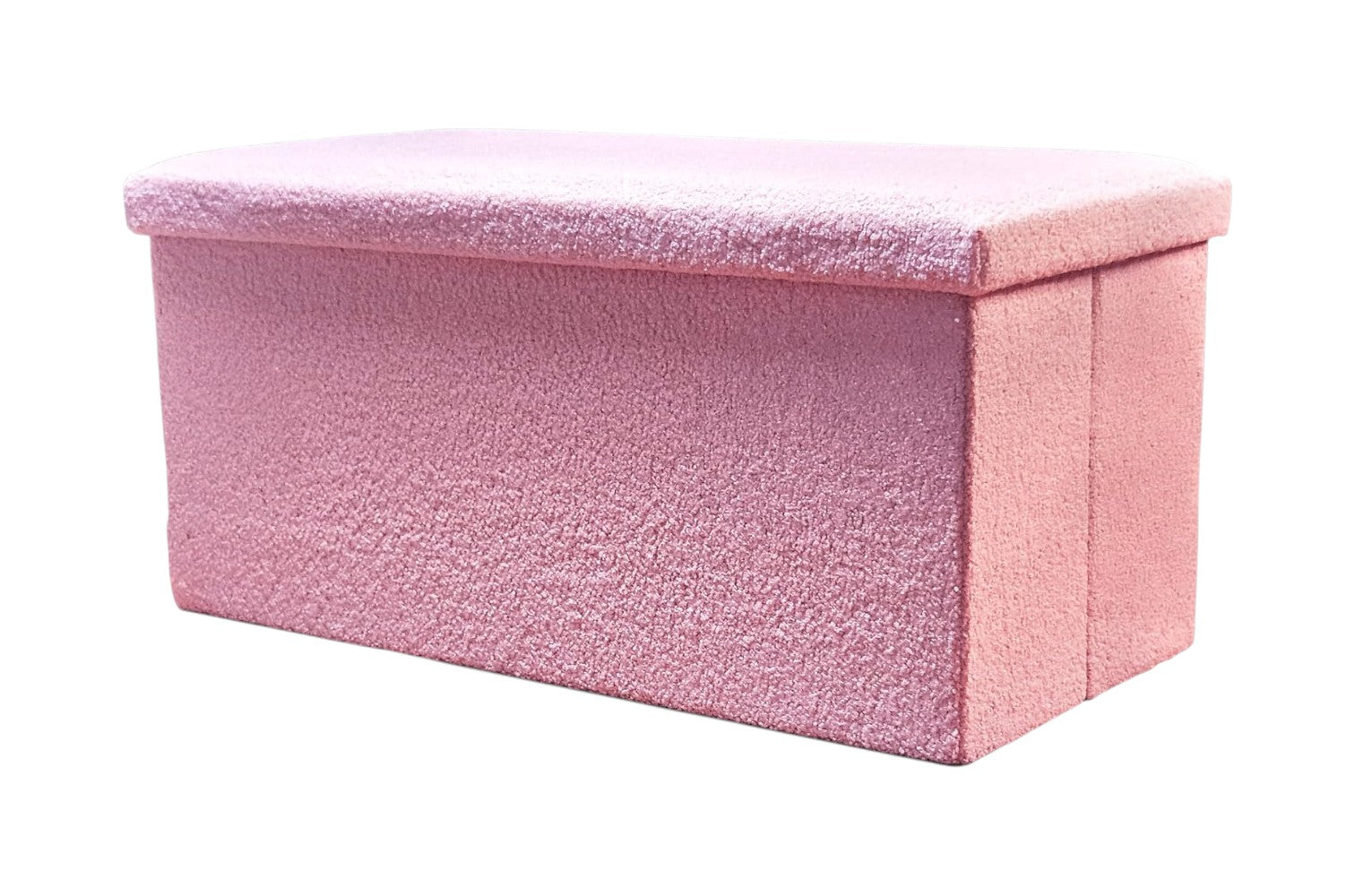 30" Pink Boucle Ottoman With Storage