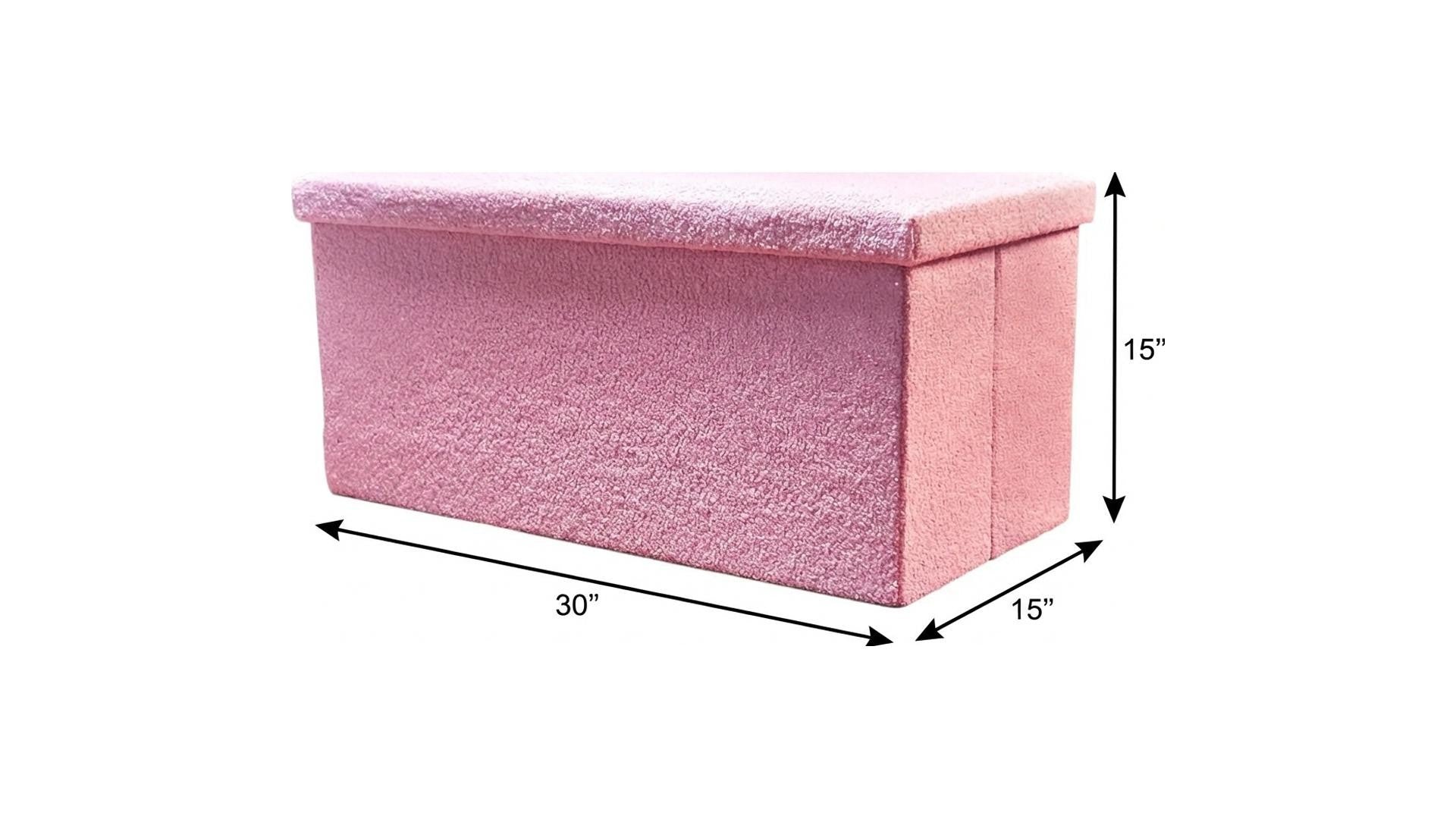 30" Pink Boucle Ottoman With Storage