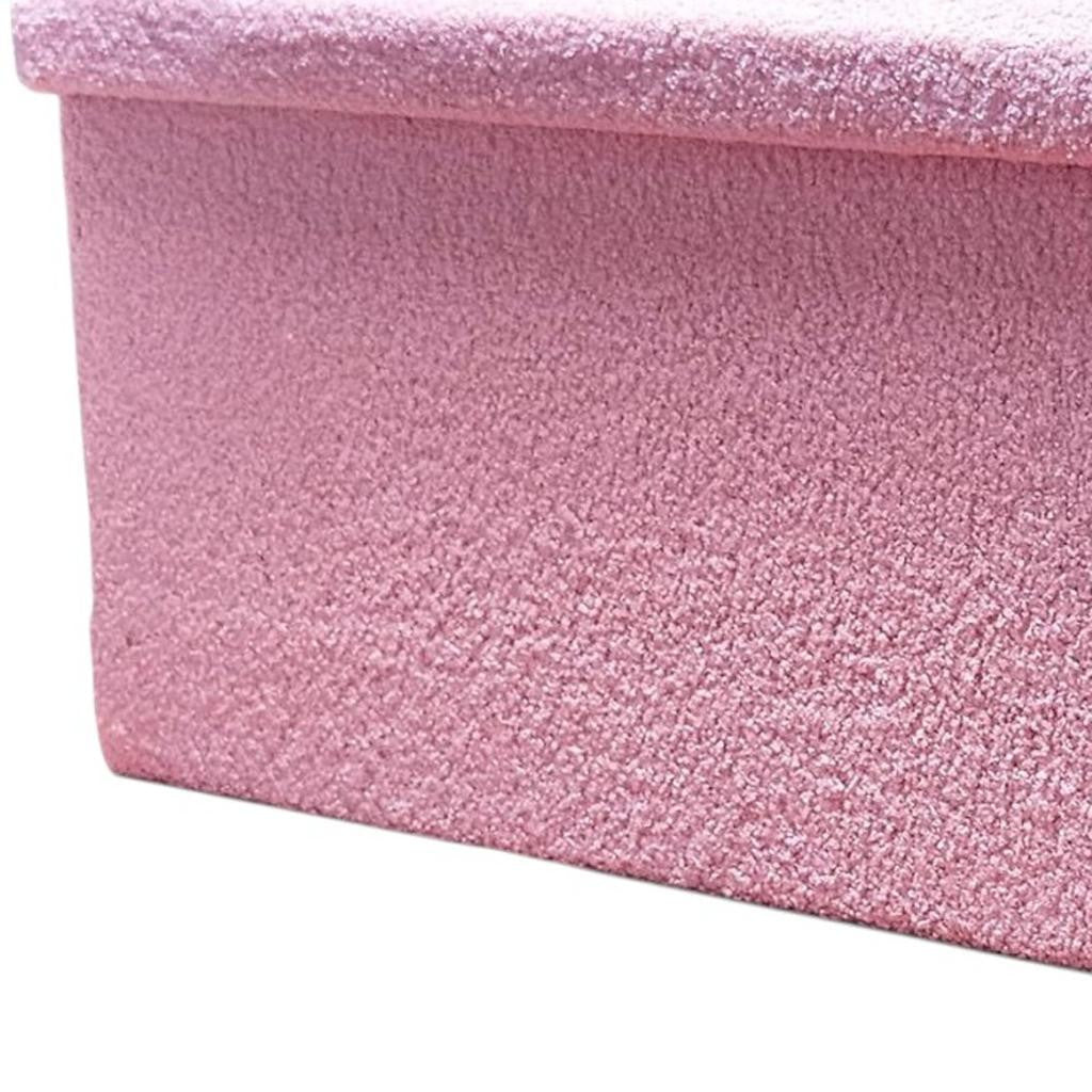 30" Pink Boucle Ottoman With Storage