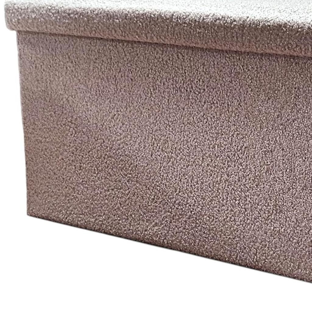 30" Taupe Boucle Ottoman With Storage