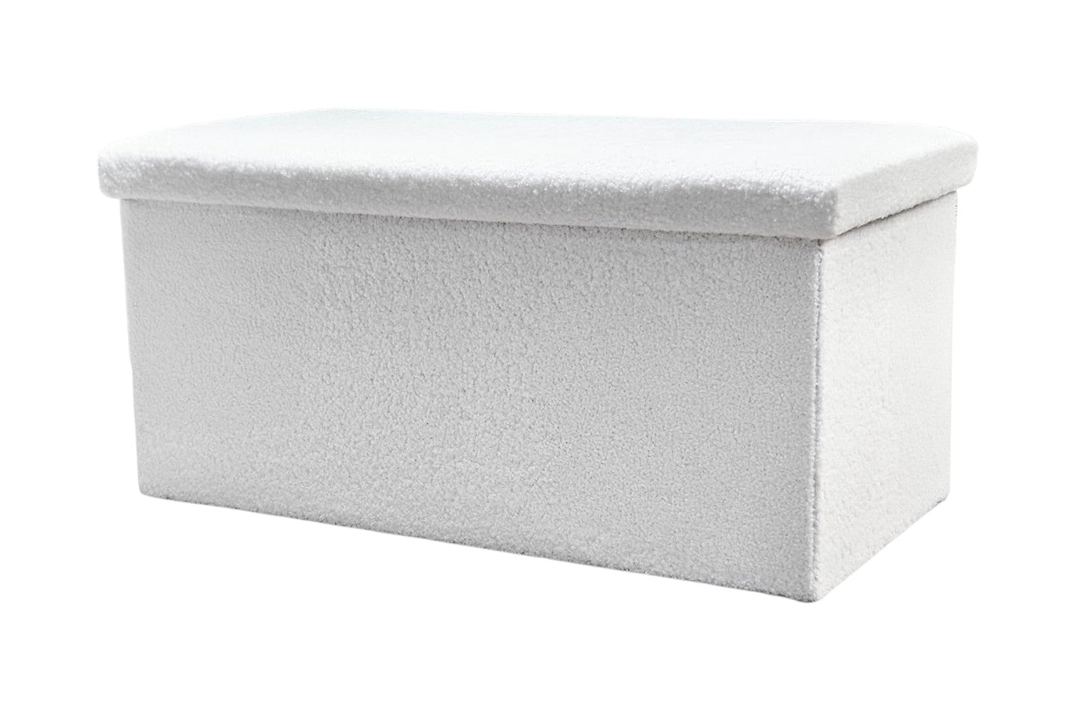 30" White Boucle Ottoman With Storage