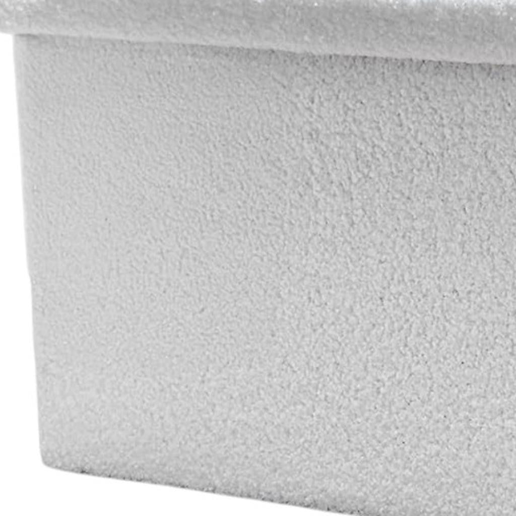 30" White Boucle Ottoman With Storage
