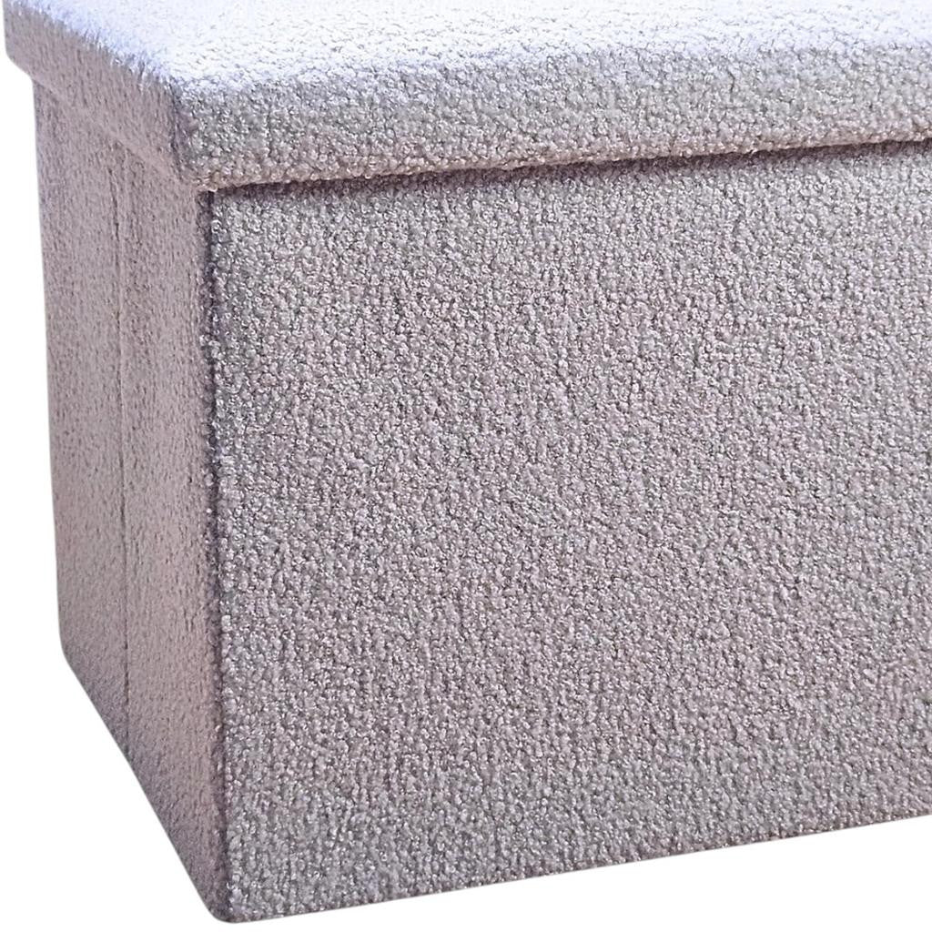12" Gray Boucle Cube Ottoman With Storage