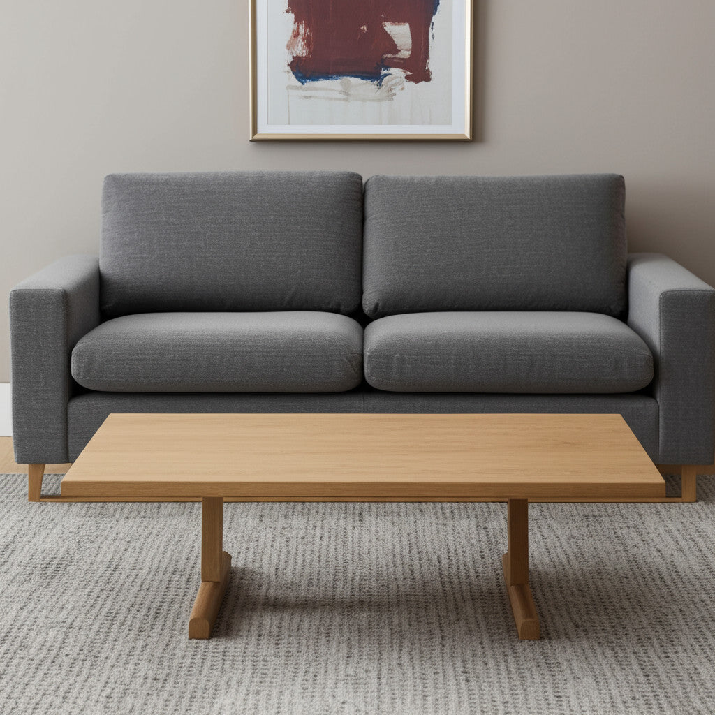 55" Natural Solid Wood Double Pedestal Coffee Table