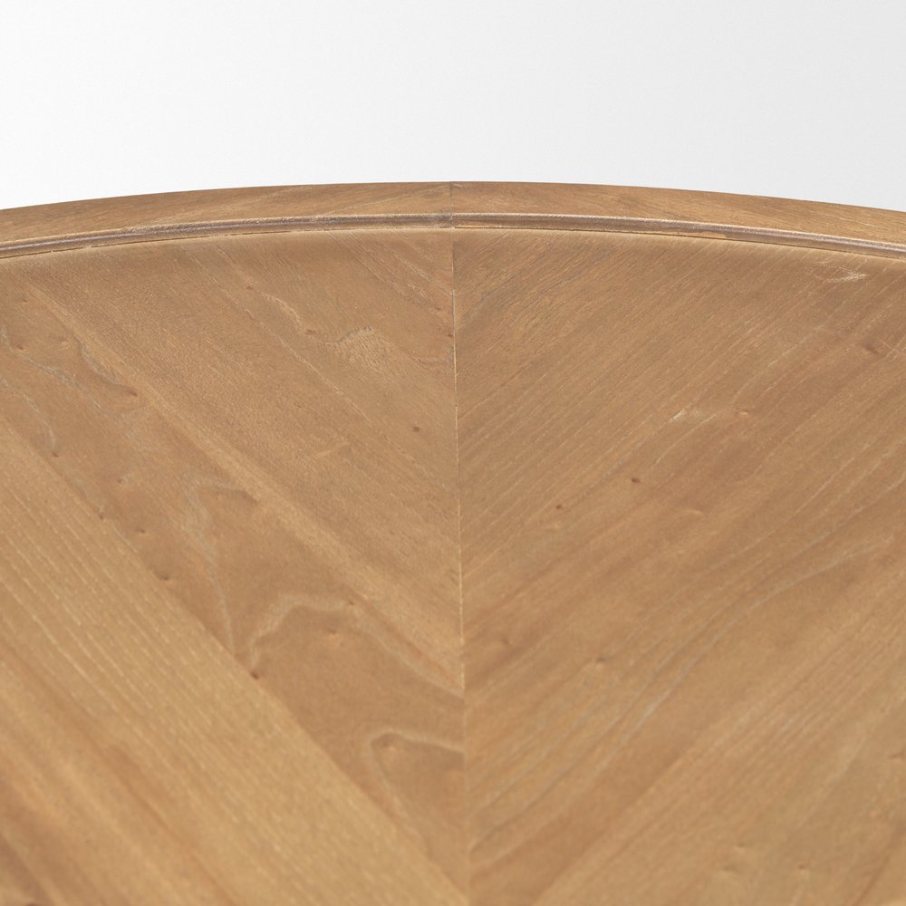 39" Natural Solid Wood Round Pedestal Coffee Table