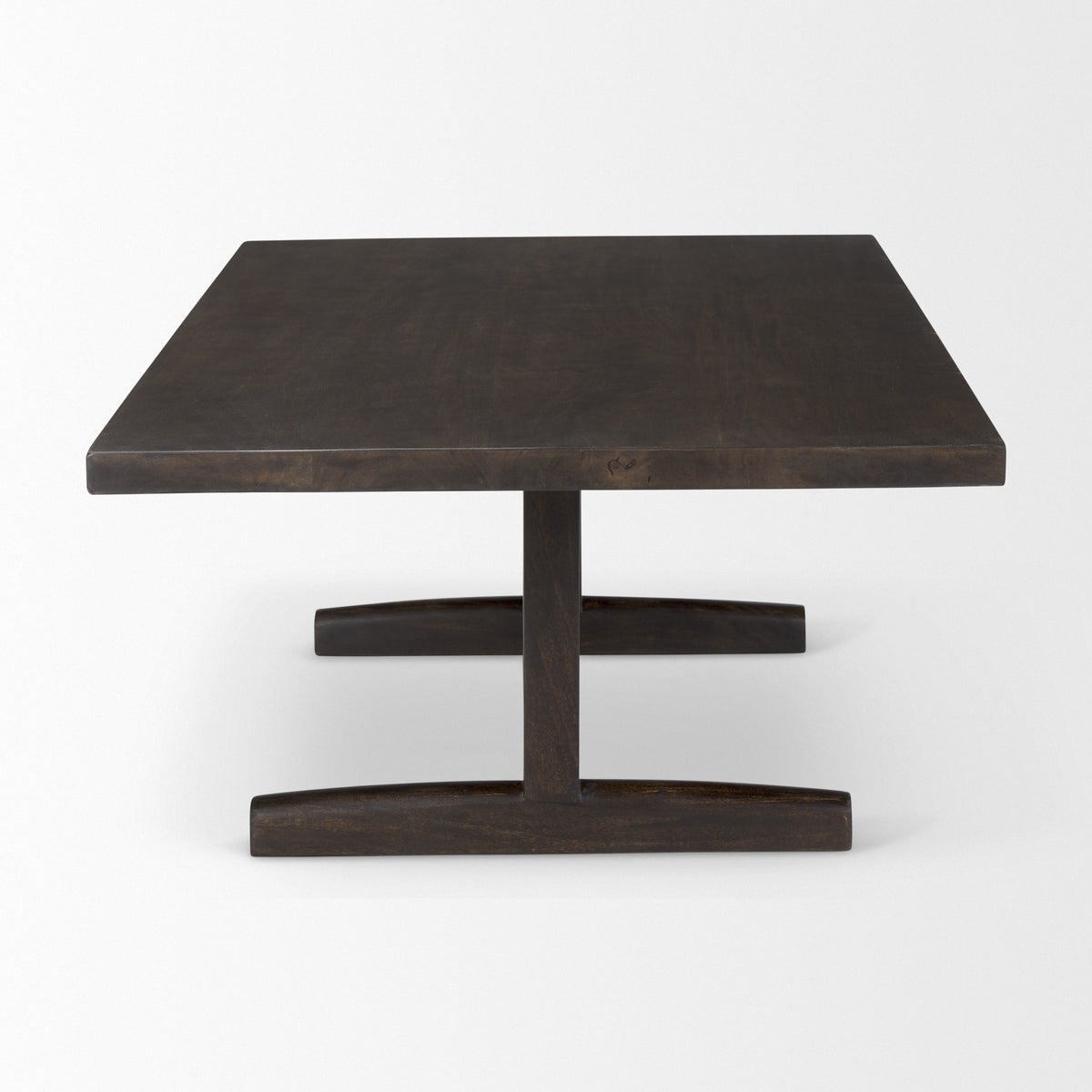 55" Dark Brown Solid Wood Double Pedestal Coffee Table