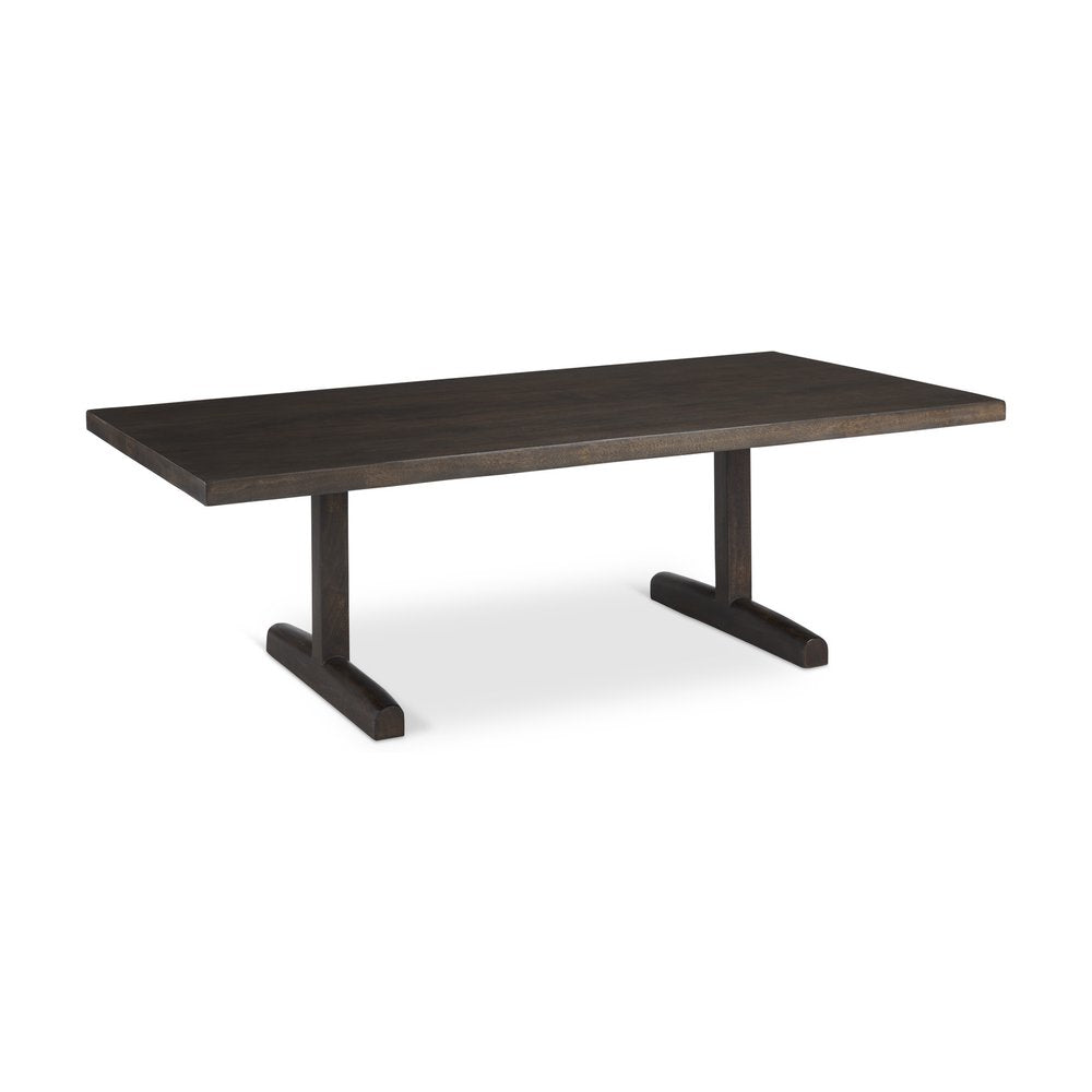 55" Dark Brown Solid Wood Double Pedestal Coffee Table