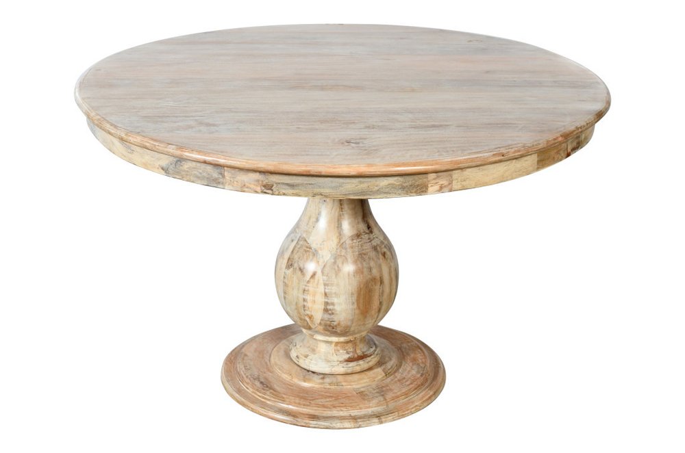 Five Piece Natural Round Solid Wood Dining Set with Four Chairs