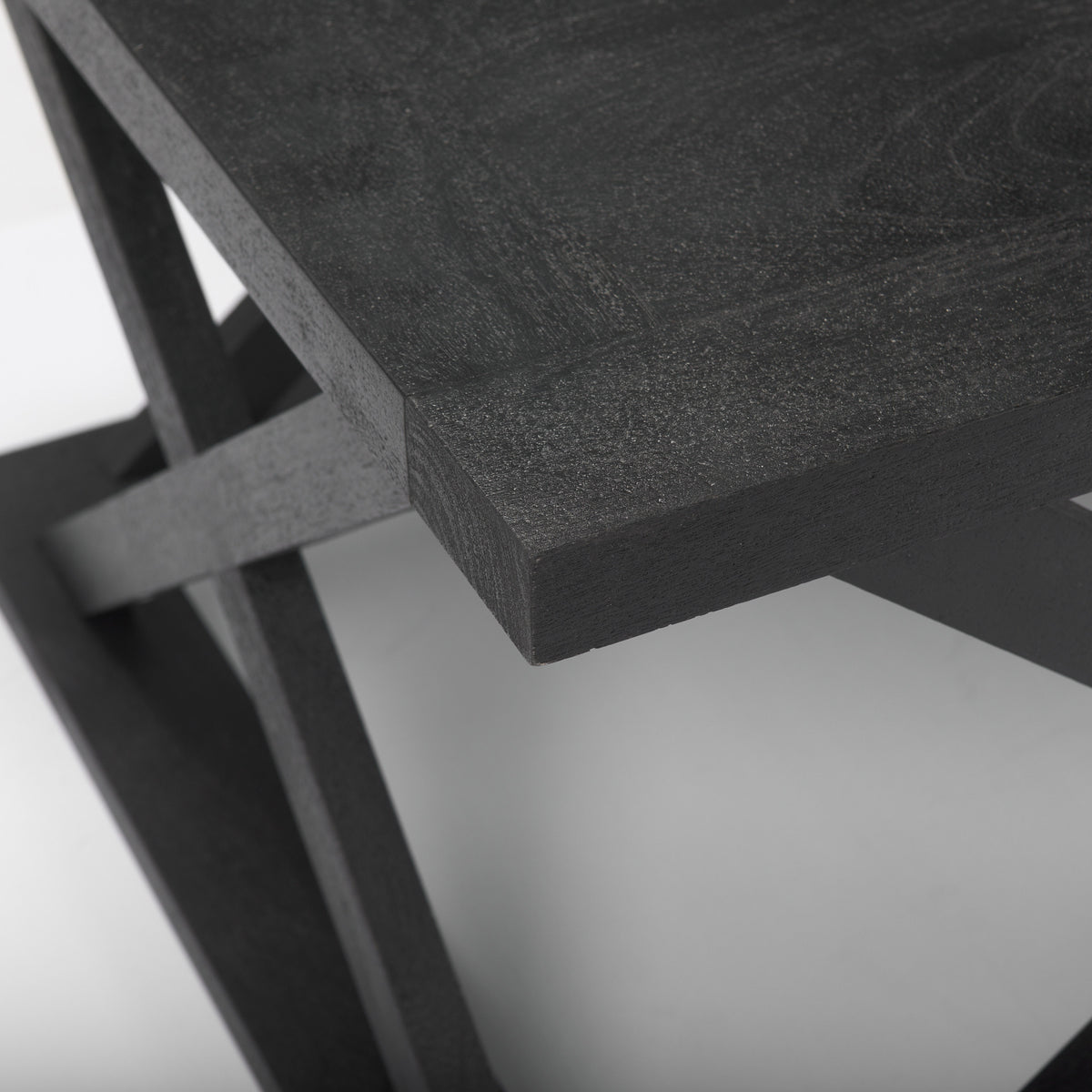 48" Black Solid Wood Geo Frame Coffee Table