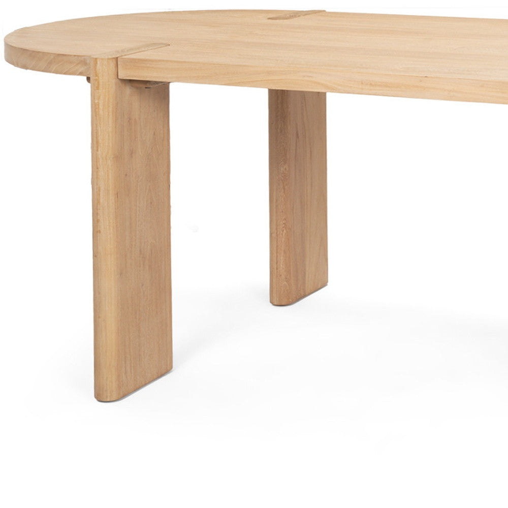 91" Light Brown Wood Oval Dining Table