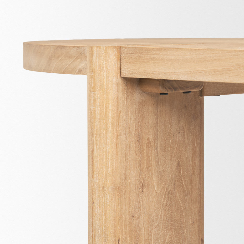 91" Light Brown Wood Oval Dining Table