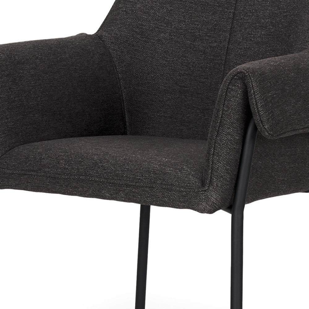 Set of Two Gray and Black Fabric Dining Arm Chairs