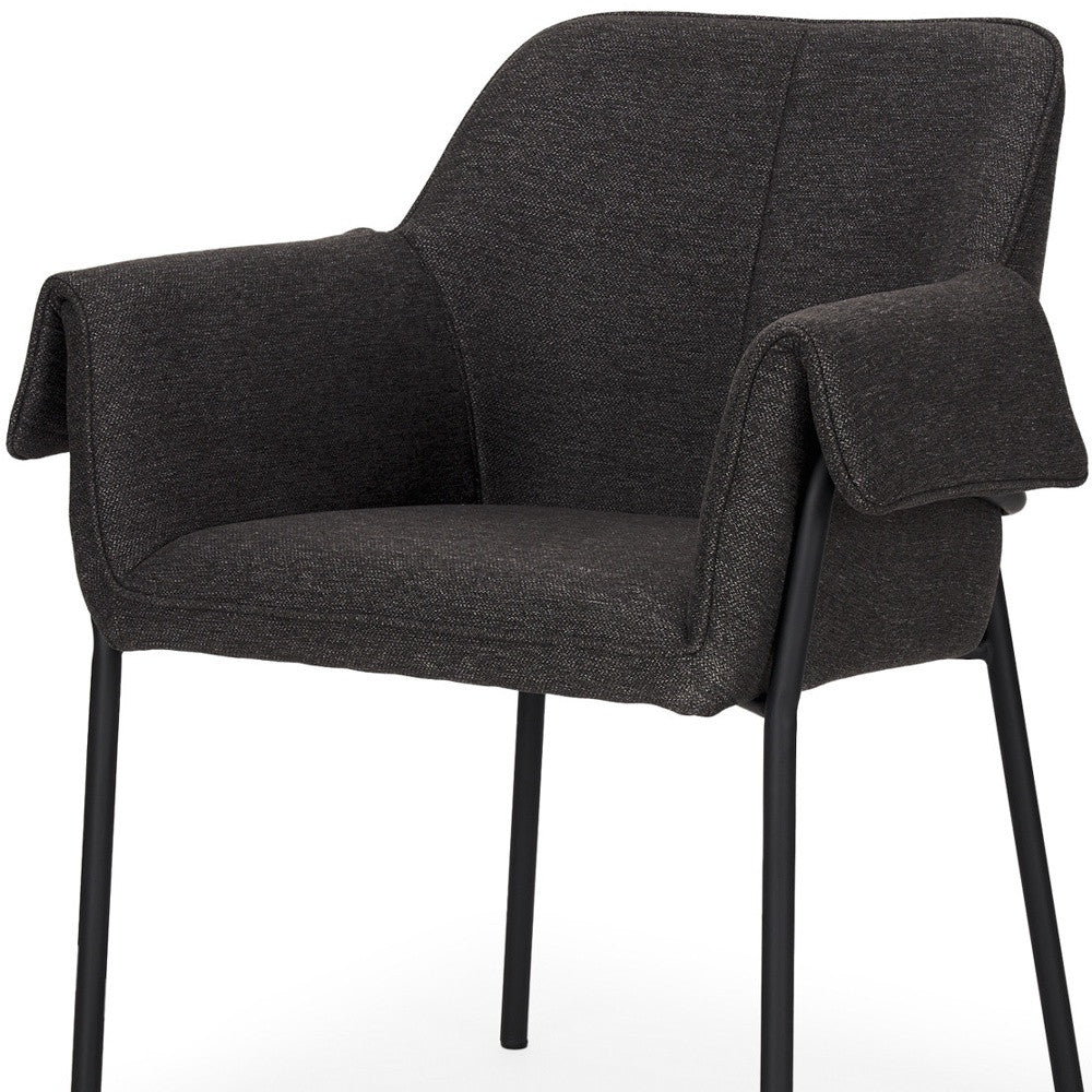 Set of Two Gray and Black Fabric Dining Arm Chairs
