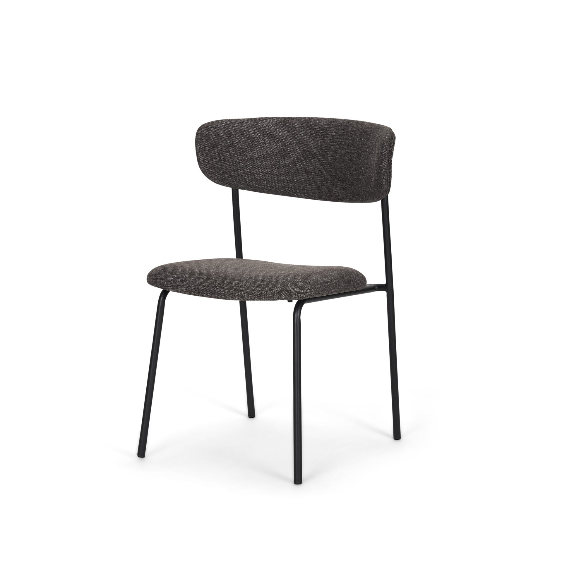 Set of Two Gray and Black Fabric Open Back Dining Side Chairs