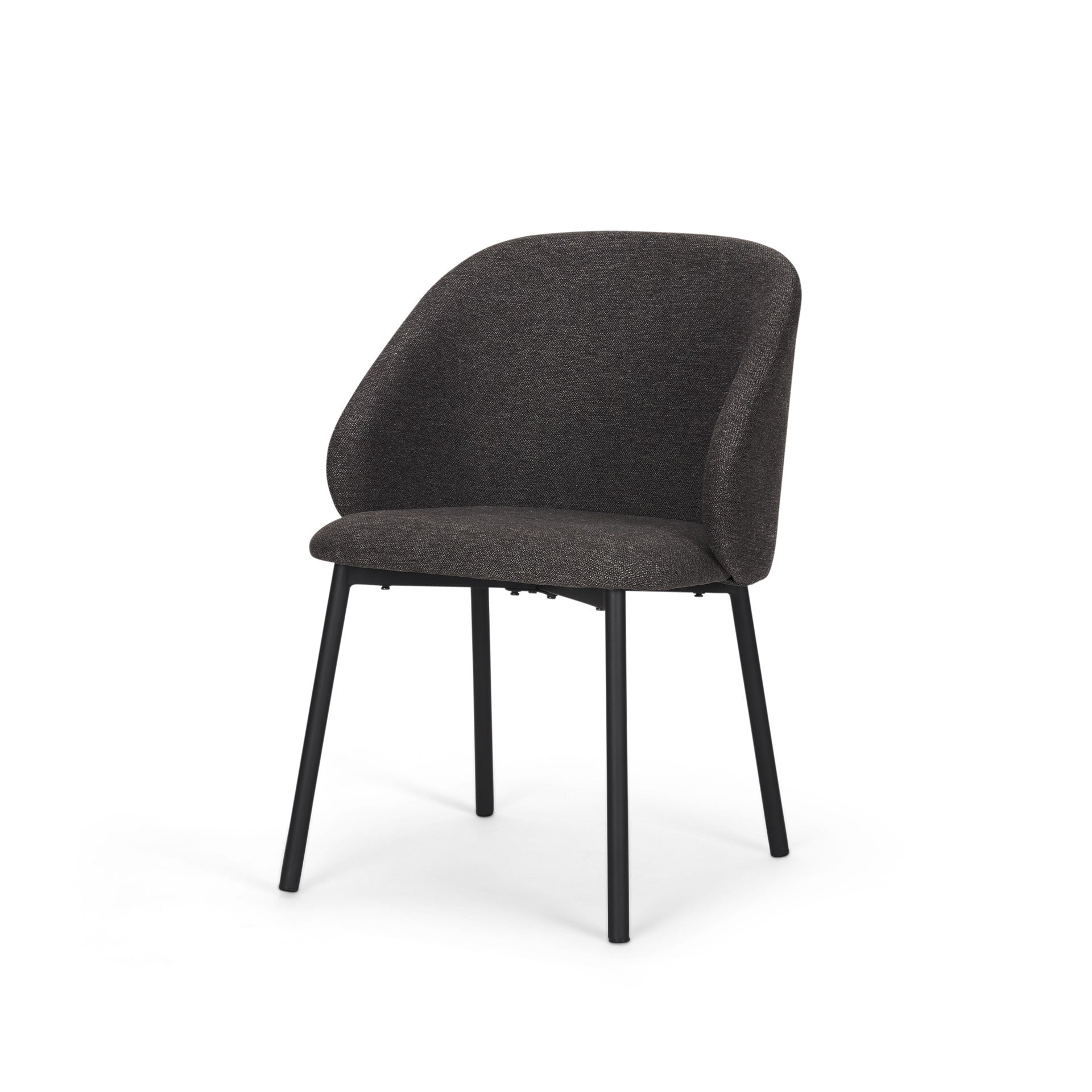 Set of Two Gray and Black Fabric Dining Side Chairs
