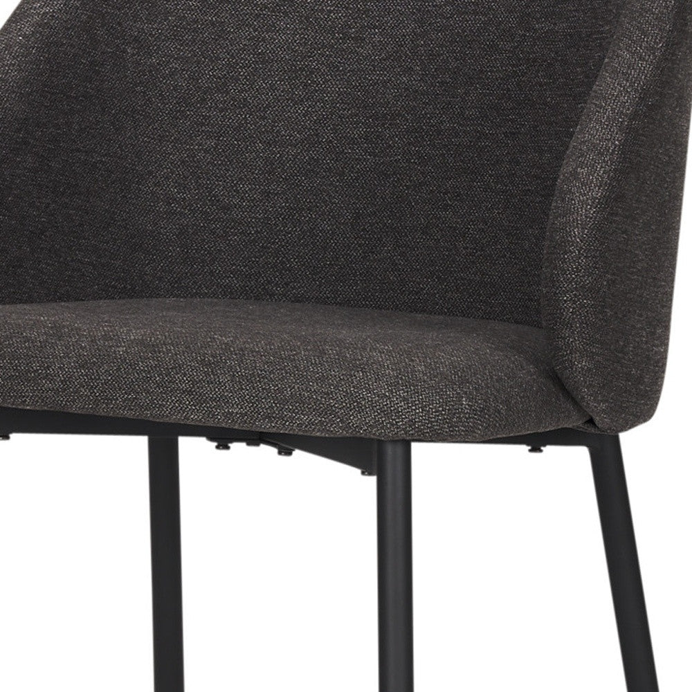 Set of Two Gray and Black Fabric Dining Side Chairs