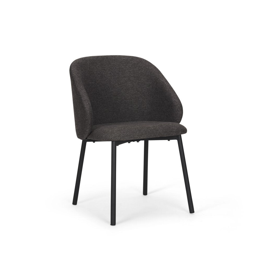 Set of Two Gray and Black Fabric Dining Side Chairs