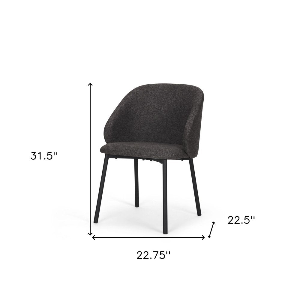 Set of Two Gray and Black Fabric Dining Side Chairs