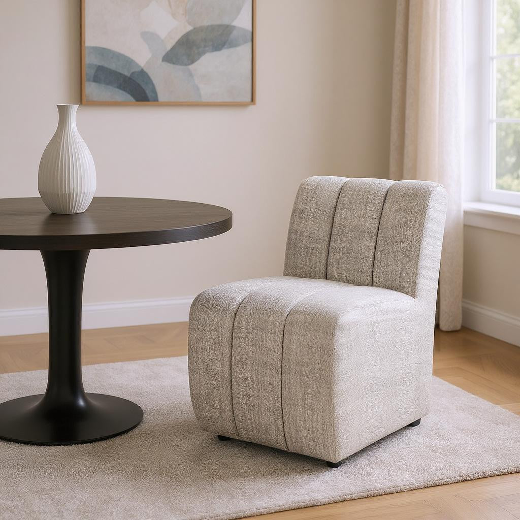 Gray And Black Upholstered Fabric Dining Side Chair With Wheels