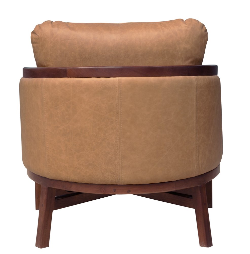 32" Brown Genuine Leather Arm Chair