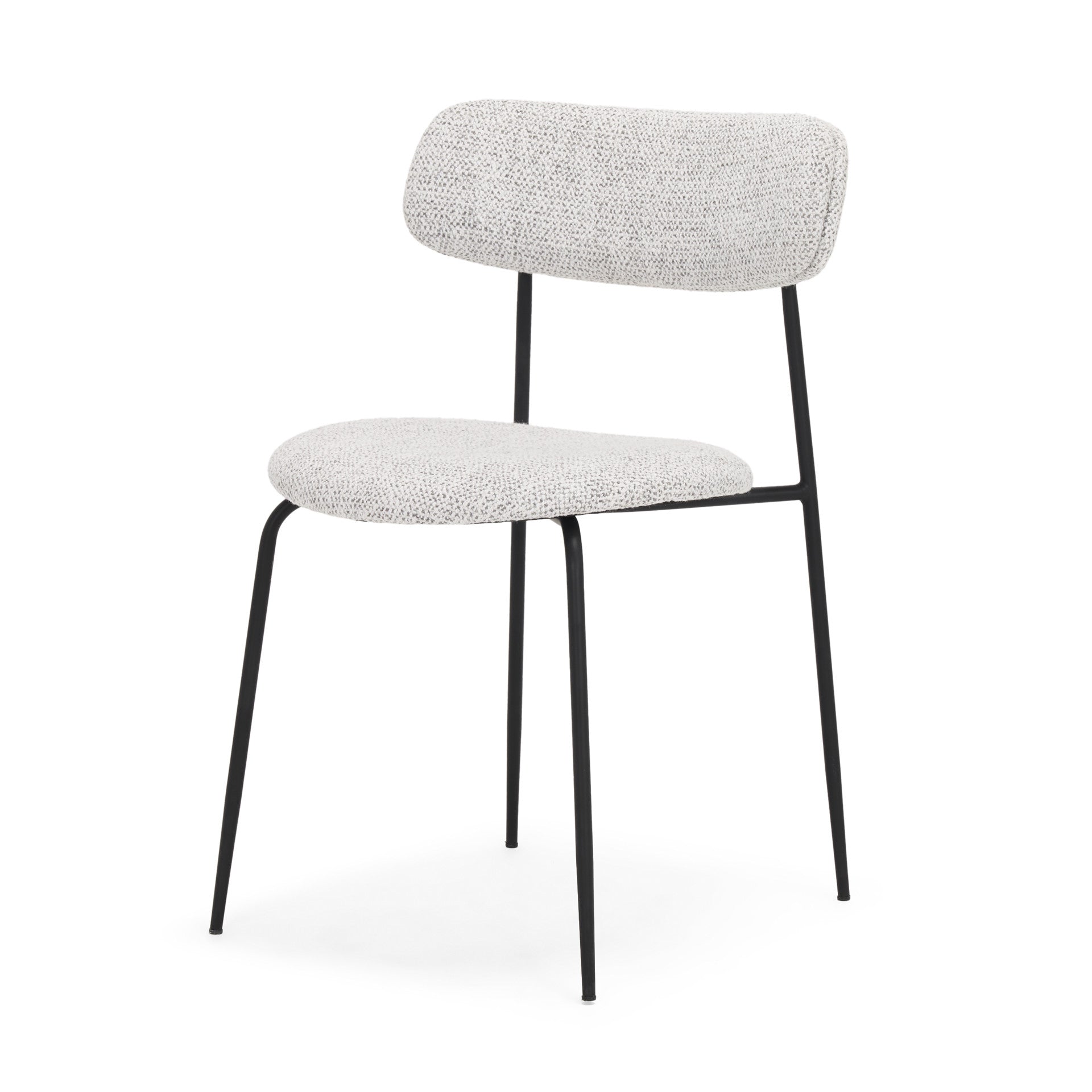 Set of Two Gray and Black Wool Linen And Upholstery Open Back Dining Side Chairs