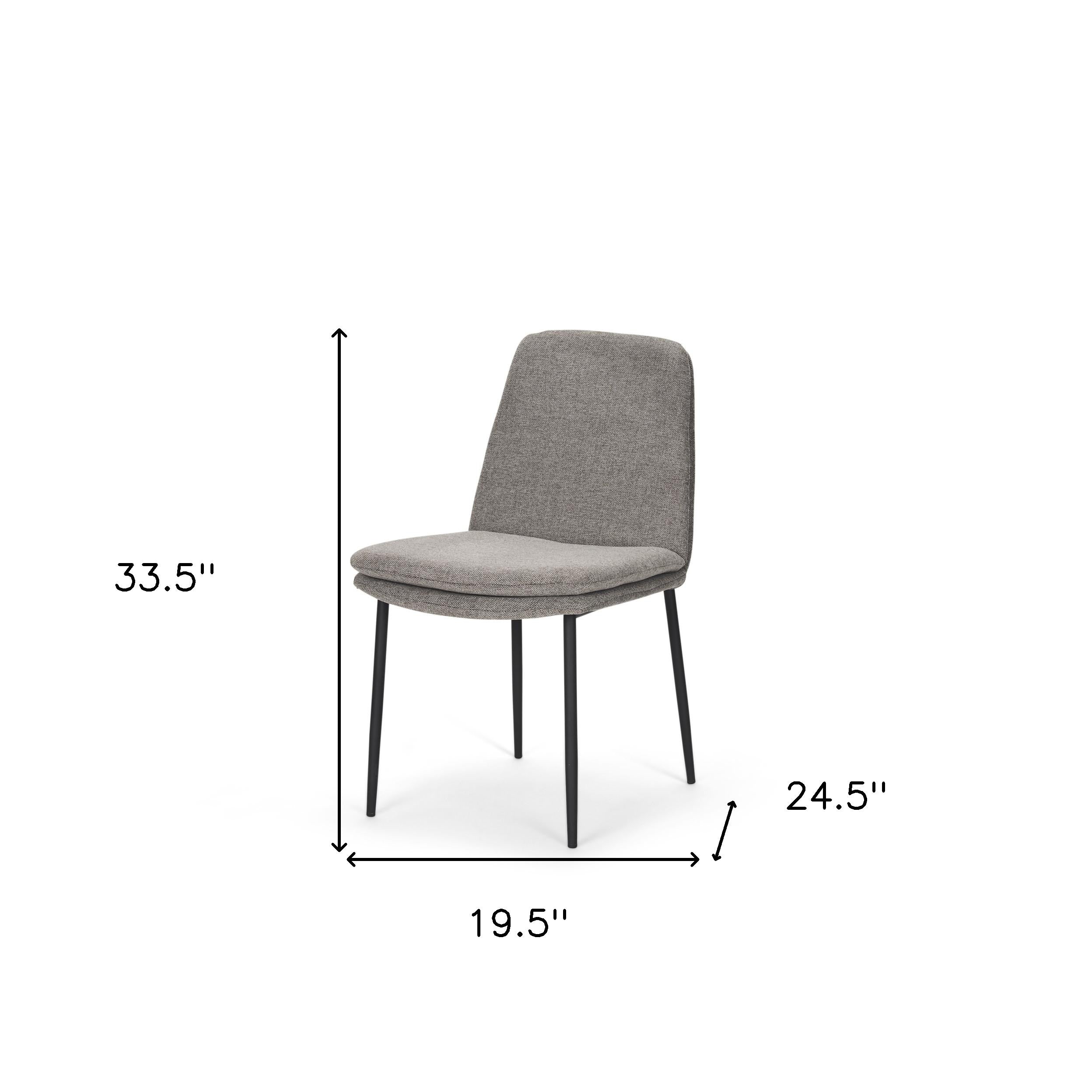 Set of Two Gray and Black Fabric Dining Side Chairs