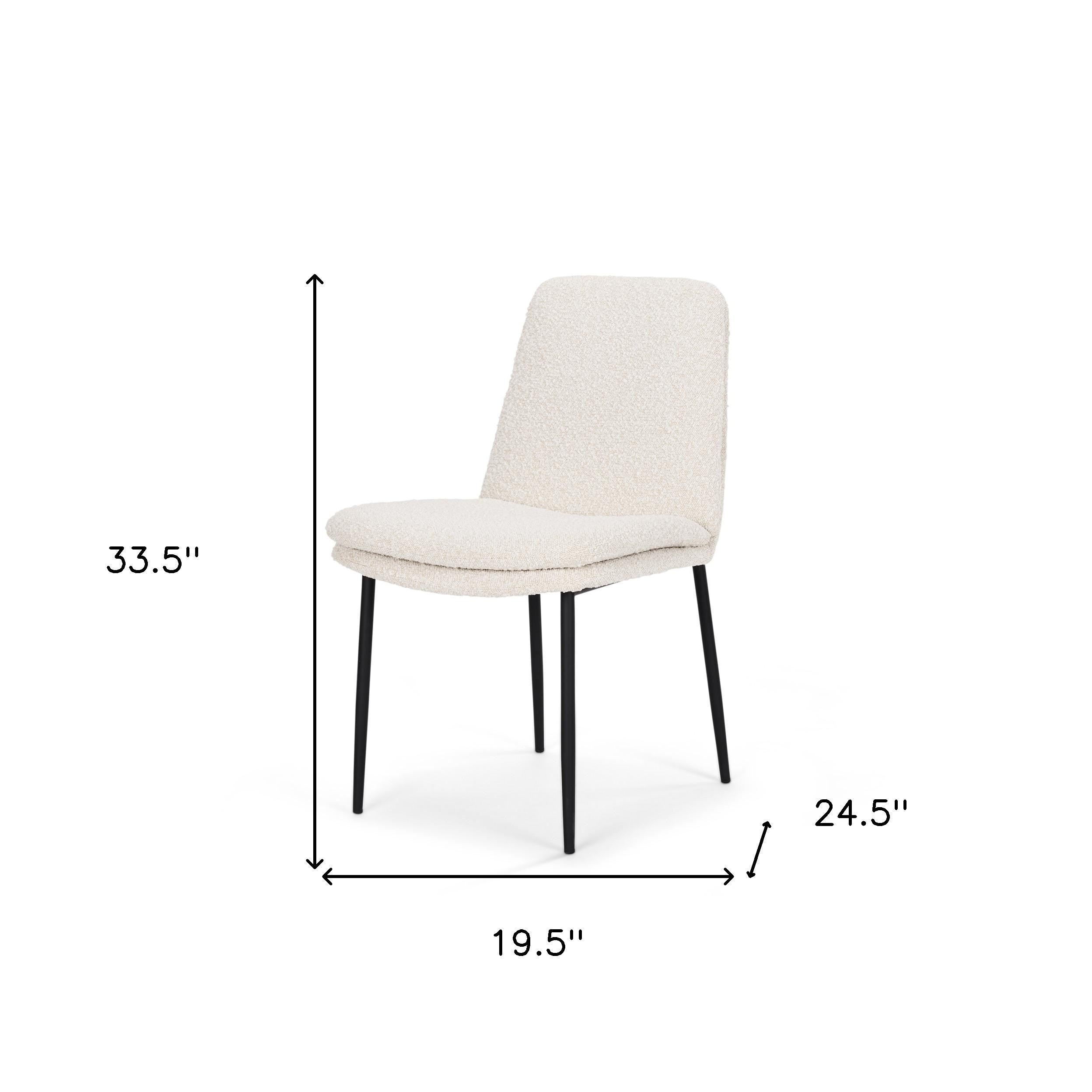 Set of Two Cream and Black Boucle Dining Side Chairs