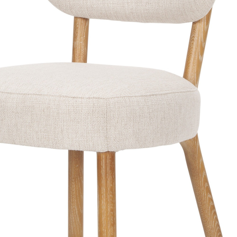 Set of Two Beige and Brown Fabric Open Back Dining Side Chairs