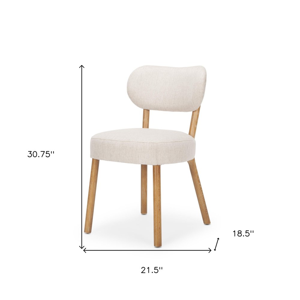 Set of Two Beige and Brown Fabric Open Back Dining Side Chairs