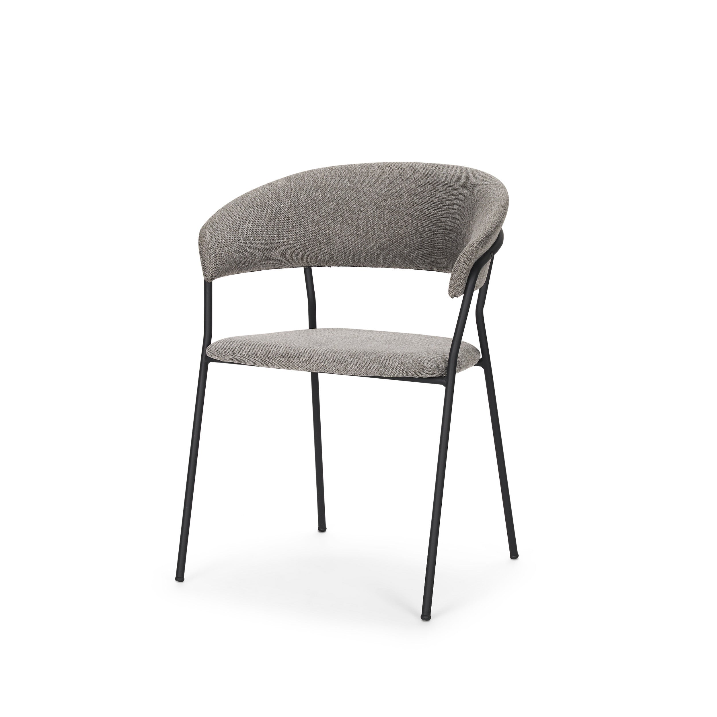 Set of Two Gray and Black Fabric Open Back Dining Arm Chairs