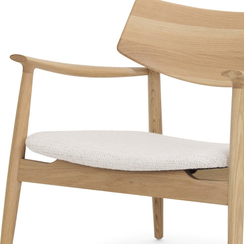 27" Cream and Natural Upholstery and Solid Wood Arm Chair