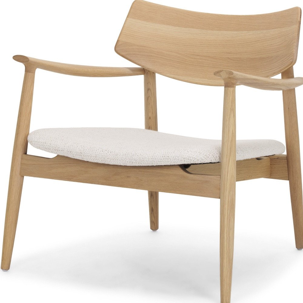 27" Cream and Natural Upholstery and Solid Wood Arm Chair