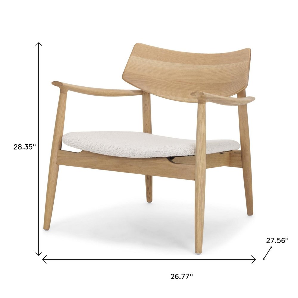 27" Cream and Natural Upholstery and Solid Wood Arm Chair