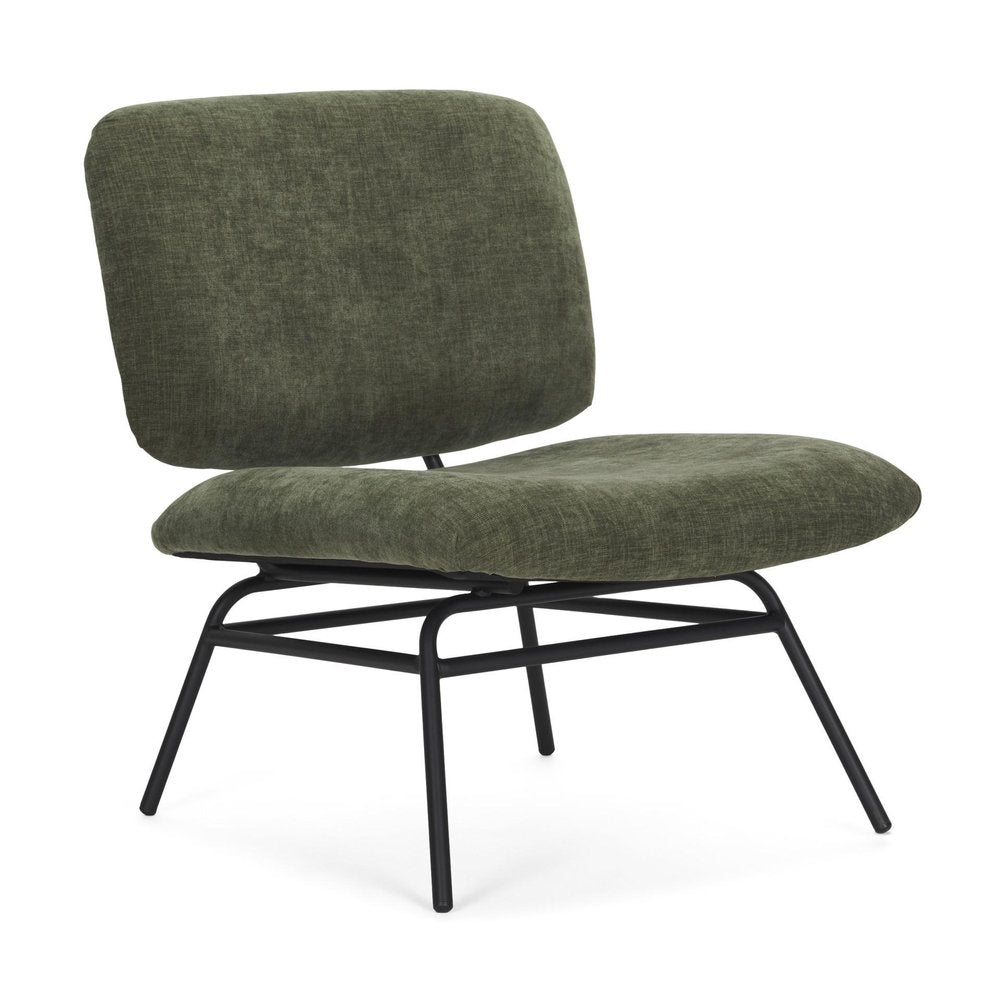 30" Green and Black Chenille and Metal Slipper Chair